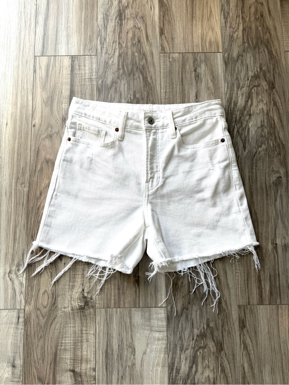Old Navy White Distressed Cutoff Denim Shorts, OG Straight Sz 4